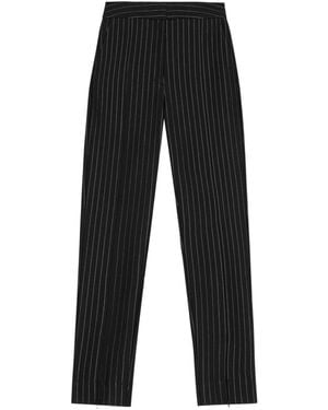 Ganni Stripe Mid Waist Trousers - Black