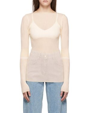 Low Classic Boat-Neck Knitted Jumper - White