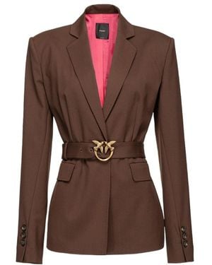 Pinko Logo Suit Jacket - Brown
