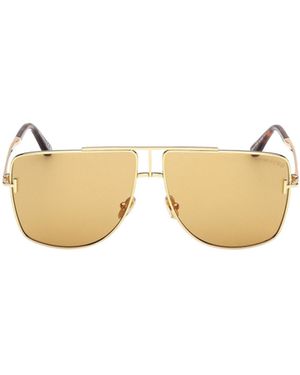 Tom Ford Double-Beam Semi-Frame Sunglasses - Metallic