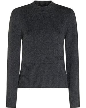 MM6 by Maison Margiela Long-Sleeved Crewneck Sweater - Black