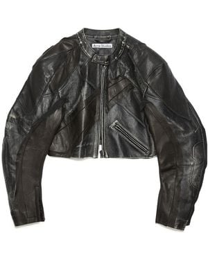Acne Studios Patchwork Leather Jacket - Grey