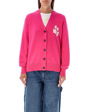 Isabel Marant Isabel Marant Étoile Karin Logo Intarsia Knitted Cardigan - Pink