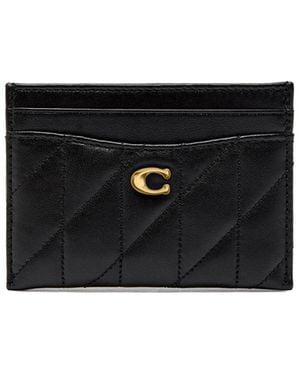 COACH Leather Card Holder - Black
