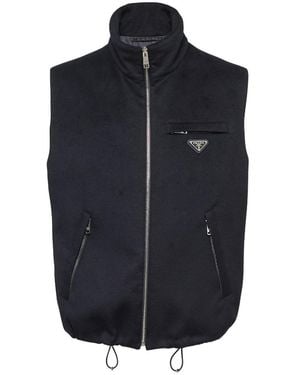 Prada Triangle-Logo Cashmere Gilet - Blue
