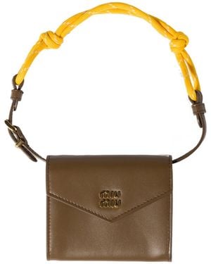 Miu Miu Leather Shoulder Wallet - Metallic