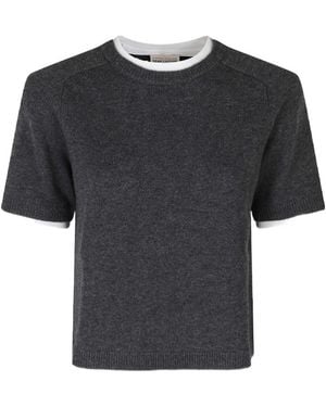 Semicouture Semi Couture Aida Short-Sleeve Knitted Jumper - Black