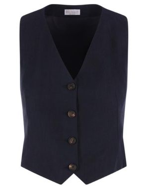 Brunello Cucinelli V-Neck Waistcoat - Blue