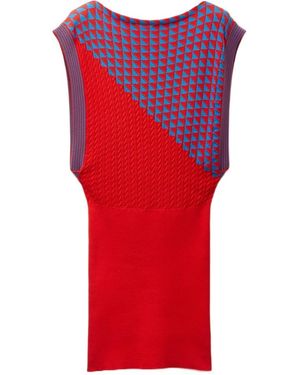 Versace Geometric Sleeveless Knitted Dress - Red
