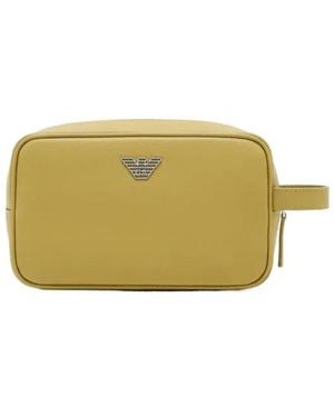 Emporio Armani Logo-Plaque Wash Bag - Yellow
