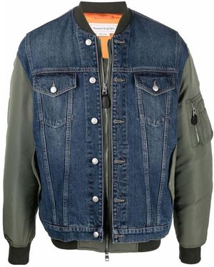 McQueen Hybrid Denim Bomber Jacket - Blue