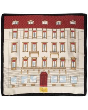 Moschino Architectural Printed Satin Scarf - Red