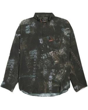 Balenciaga Collared Long-Sleeve Shirt - Grey