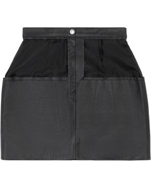 MM6 by Maison Margiela Leather Panelled Mini Straight Skirt - Black
