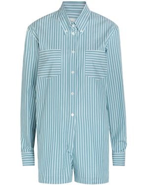 Dries Van Noten Perris Striped Cotton Jumpsuit - Blue