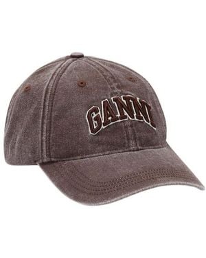 Ganni Washed Cap - Brown