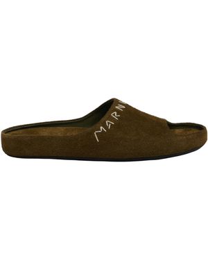 Marni Suede Fusslide Sandal - Brown