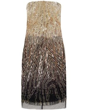 Oscar de la Renta Strapless Bead And Sequin-Embellished Tulle Midi Dress - Natural
