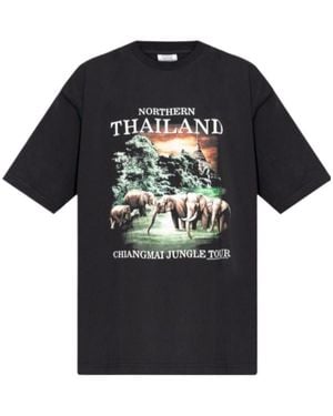 Vetements Graphic Printed Crewneck T-Shirt - Black