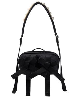 Simone Rocha Classic Bow Embellished Shoulder Bag - Black