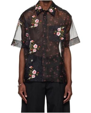 Simone Rocha Sheer Patchwork Loose Shirt - Black
