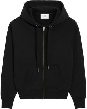 Ami Paris Ami De Coeur Zip-Up Hoodie - Black