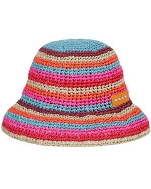 Etro Striped Crochet Knit Bucket Hat - Red
