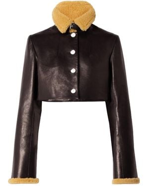 KHAITE Jodie Shearling-Trim Button Jacket - Black