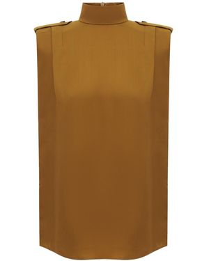 Zimmermann Sleeveless Tuck Shirt - Brown