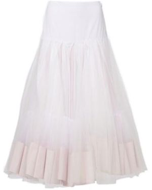 Jacquemus Mireio Tulle-Trimmed Cotton Poplin Midi Skirt - White