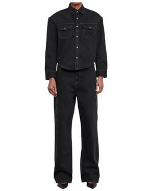Wardrobe NYC Denim Jacket With Chest Pockets - Black
