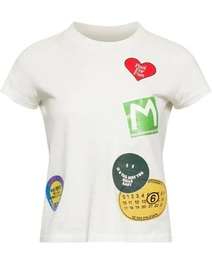 MM6 by Maison Margiela Sticker-Print Cotton T-Shirt - White