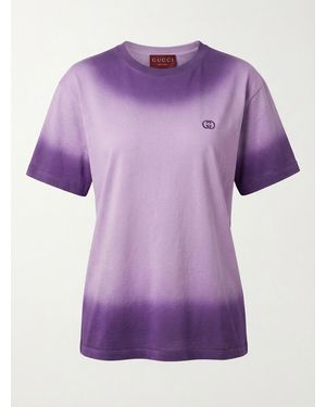 Gucci Gradient Logo Embroidered Crewneck T-Shirt - Purple