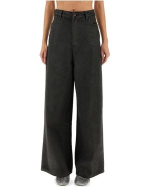 Alysi Flare Denim Trousers - Black