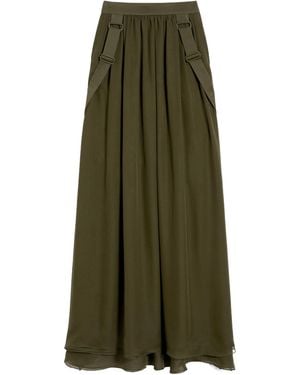 Max Mara Buckle Detailed Maxi Skirt - Green