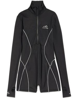 Balenciaga Techwear Short Long Sleeve Bodysuit - Black