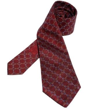 Gucci Horsebit Silk Jacquard Tie - Red