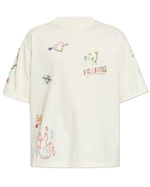 DSquared² Embroidered Appliqué T-Shirt - White
