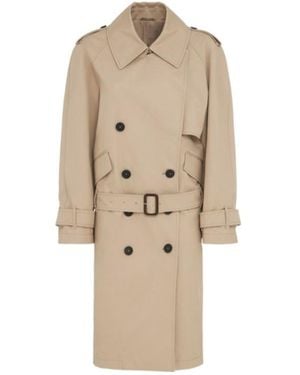 The Attico Cotton Gabardine Belted Trench Coat - Natural