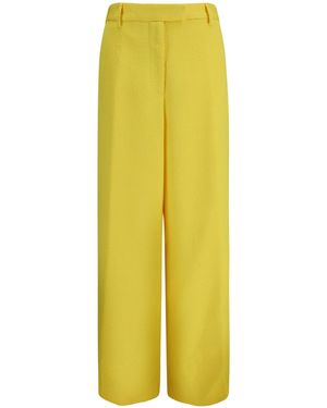 Dries Van Noten Wide-Leg Pants With All-Over Jacquard Pattern - Yellow
