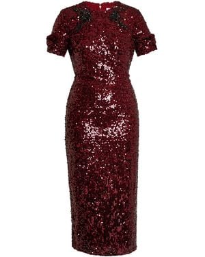 Erdem Embellished Sequined Georgette Midi Dress - Red