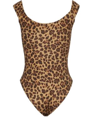 Valentino Leopard-Print One-Piece Swimsuit - Brown