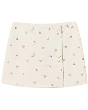 Twinset Embellished Bouclé Mini Skirt - Natural