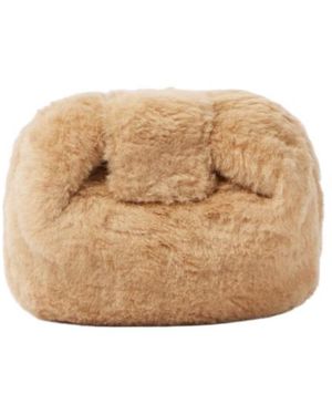 Gabriela Hearst Soft Demi Faux Shearling Clutch - Natural