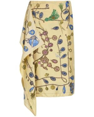 Versace Printed Silk Midi Skirt - Metallic