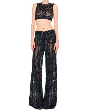 Norma Kamali Embellished Palazzo Pants - Black