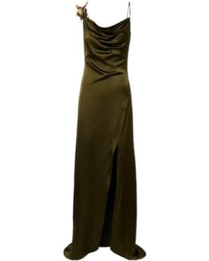 Blumarine Appliqué Satin Gown - Green