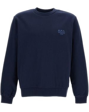 A.P.C. Logo Embroidered Crewneck Sweatshirt - Blue