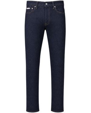 Calvin Klein Logo-Patch Straight-Leg Jeans - Blue