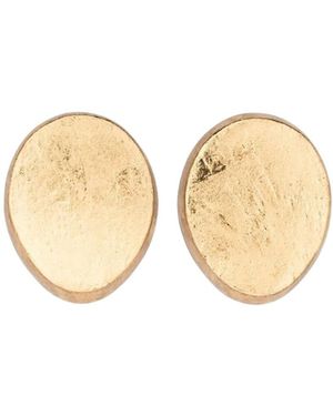 Monies Oval-Shaped Wood Earrings - Natural